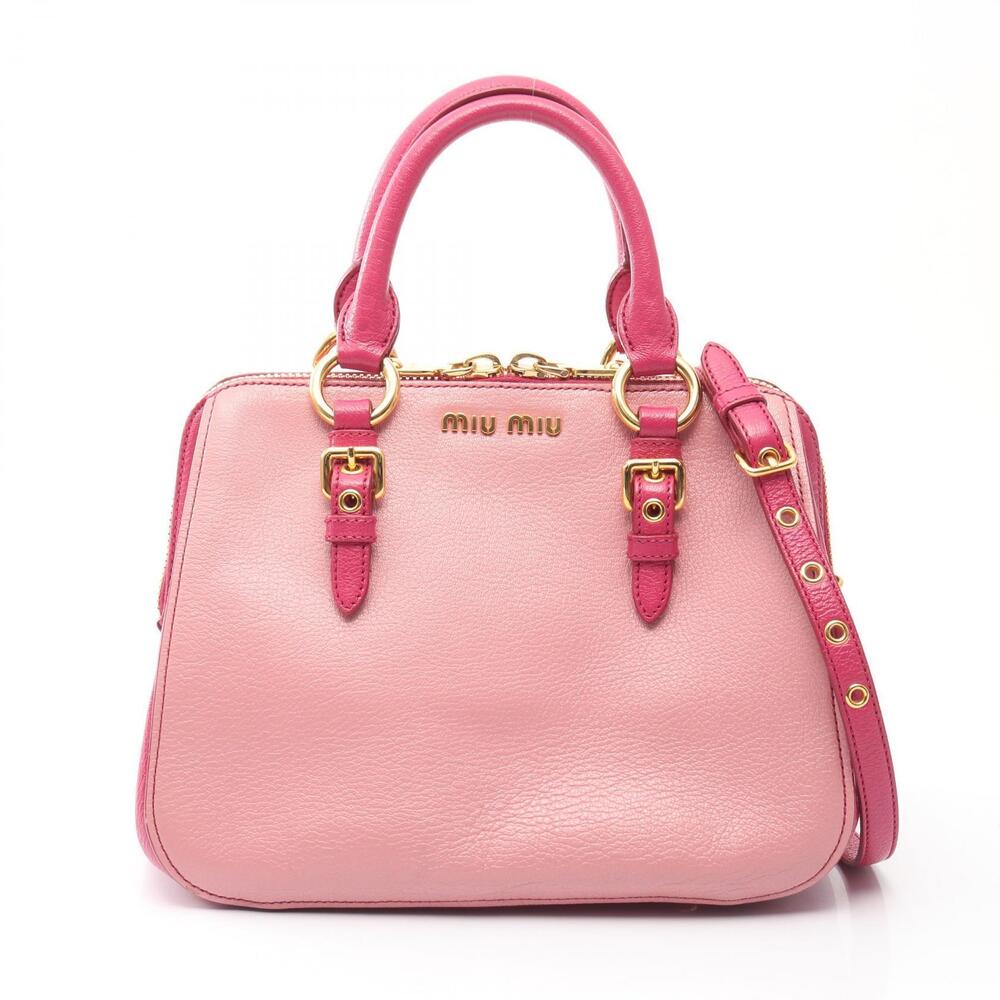 Miu Miu MADRAS BICOLORE Handbag Leather Pink
